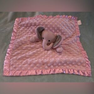 EUC Pro Goleem Elephant Security Lovey Pink Minky w Satin Lining & Trim 16" sq